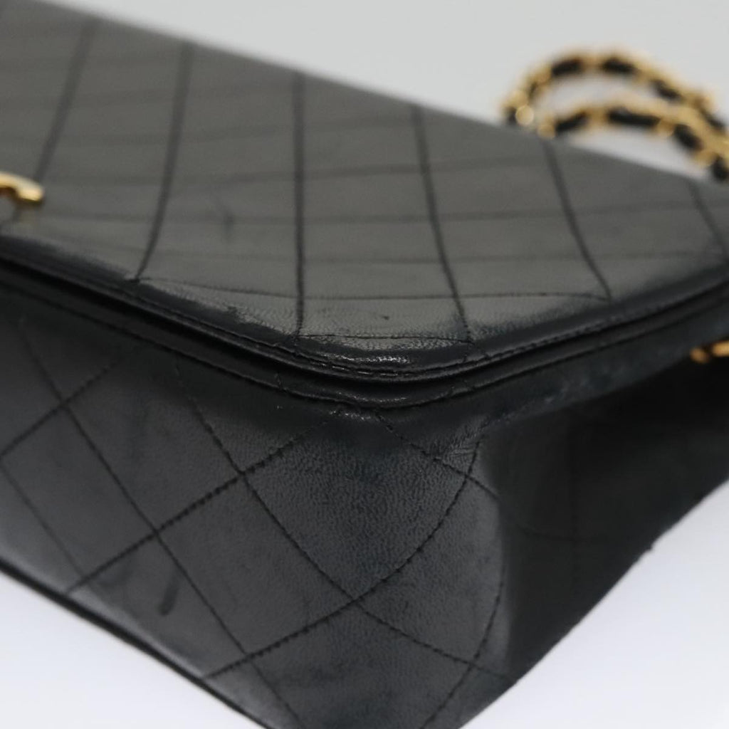 CHANEL Matelasse Chain Shoulder Bag Lamb Skin Black Gold CC 103232