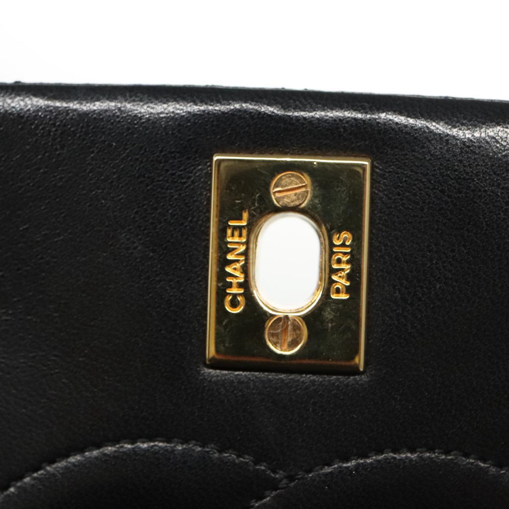 CHANEL Matelasse Chain Shoulder Bag Lamb Skin Black Gold CC 103232