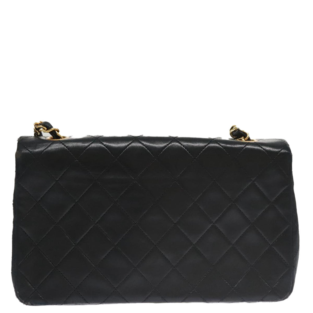 CHANEL Matelasse Chain Shoulder Bag Lamb Skin Black Gold CC 103232