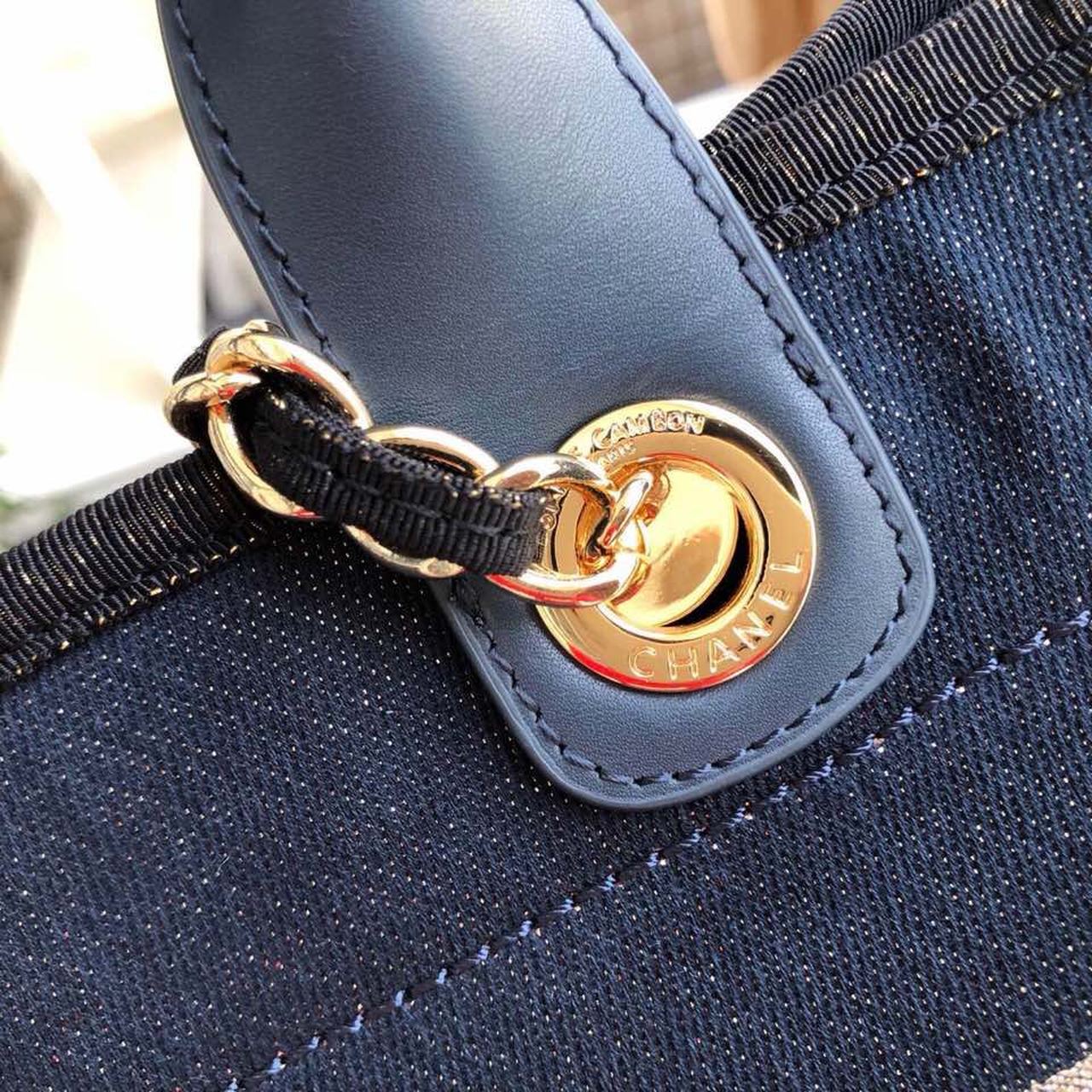 CHL Deauville Tote Canvas Bag Dark Blue For Women 14.9in/38cm