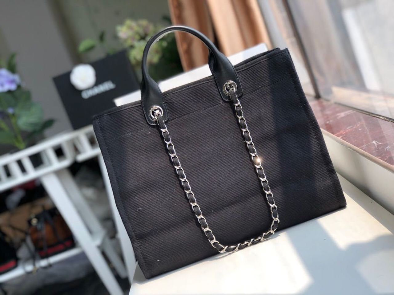 CHL Deauville Tote Canvas Bag Black For Women, Women’s Handbags, Shoulder Bags 15in/38cm A66941