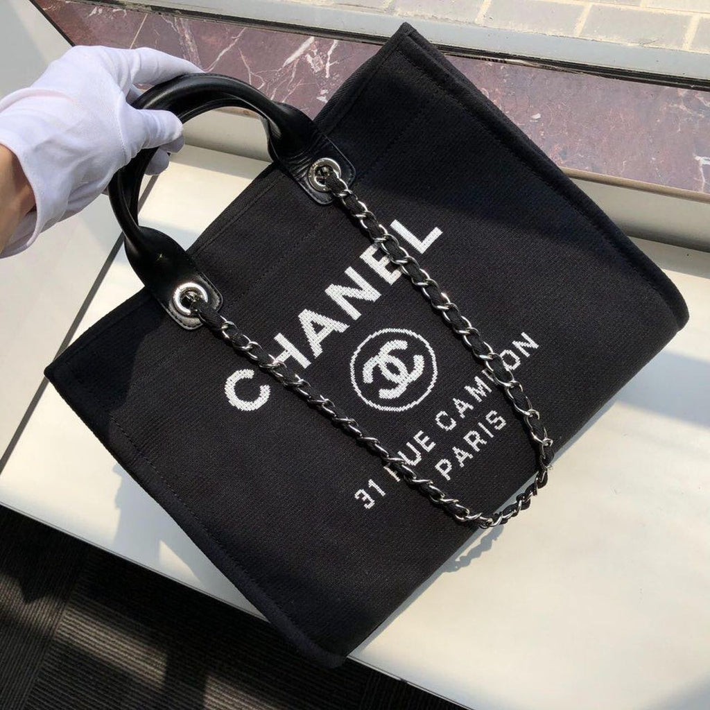 CHL Deauville Tote Canvas Bag Black For Women, Women’s Handbags, Shoulder Bags 15in/38cm A66941