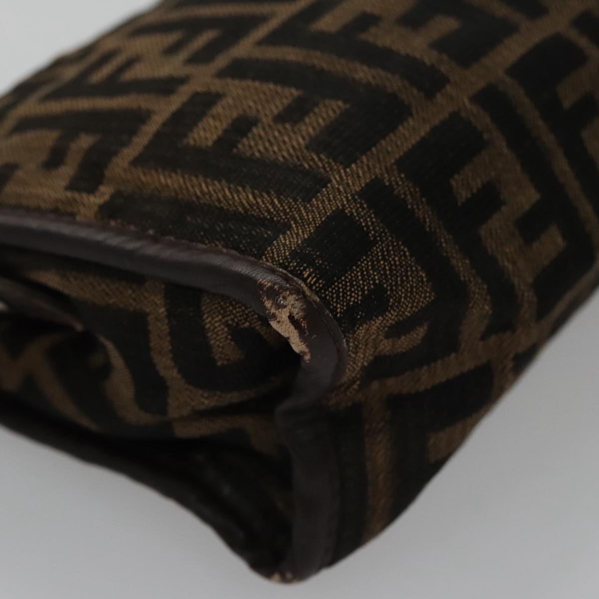 FENDI Zucca Canvas Clutch Bag Brown Black 103381