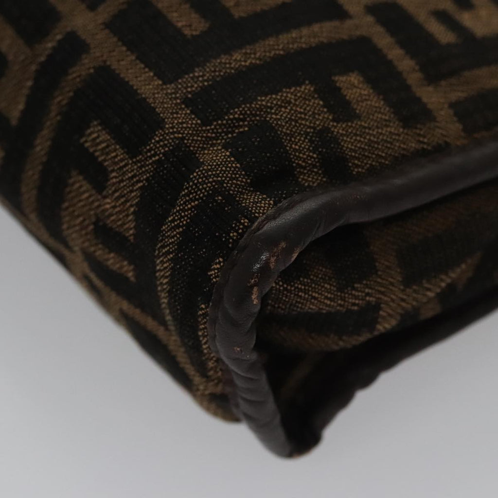 FENDI Zucca Canvas Clutch Bag Brown Black 103381