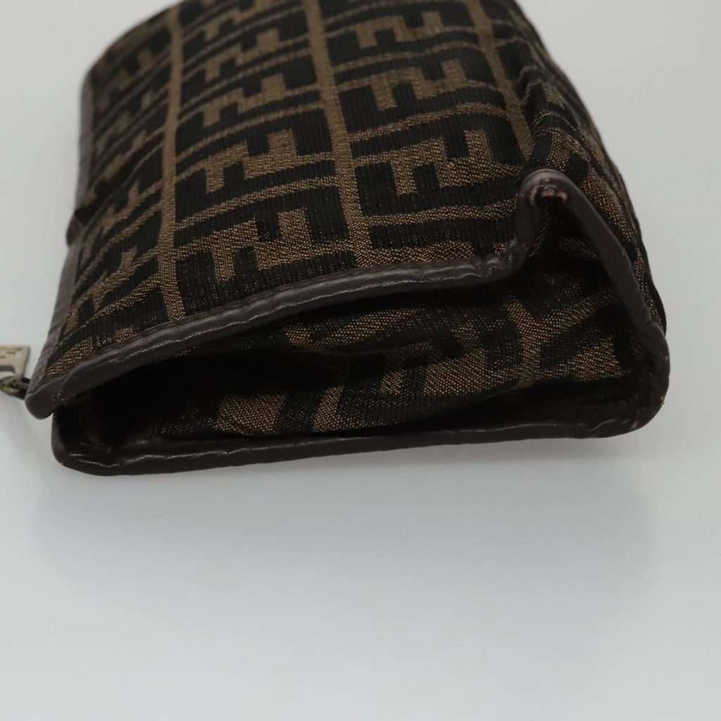 FENDI Zucca Canvas Clutch Bag Brown Black 103381