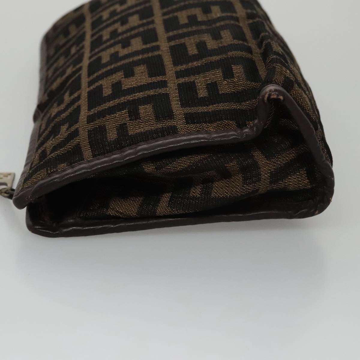 FENDI Zucca Canvas Clutch Bag Brown Black 103381