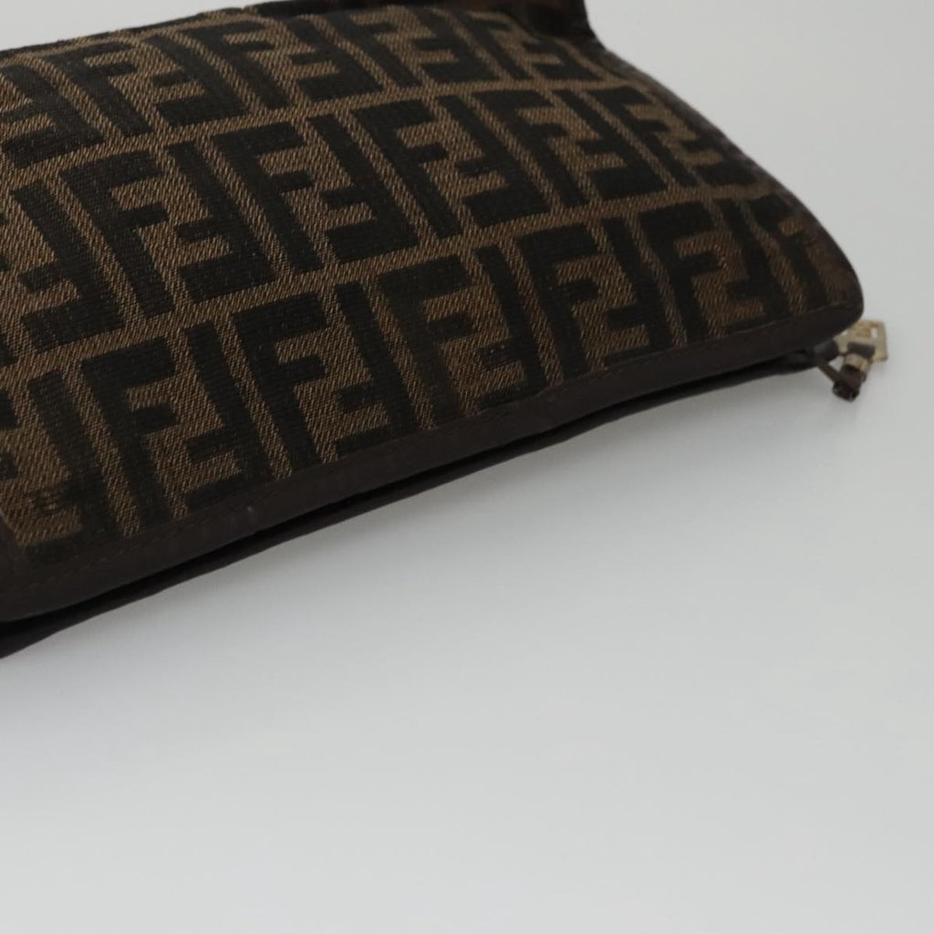 FENDI Zucca Canvas Clutch Bag Brown Black 103381