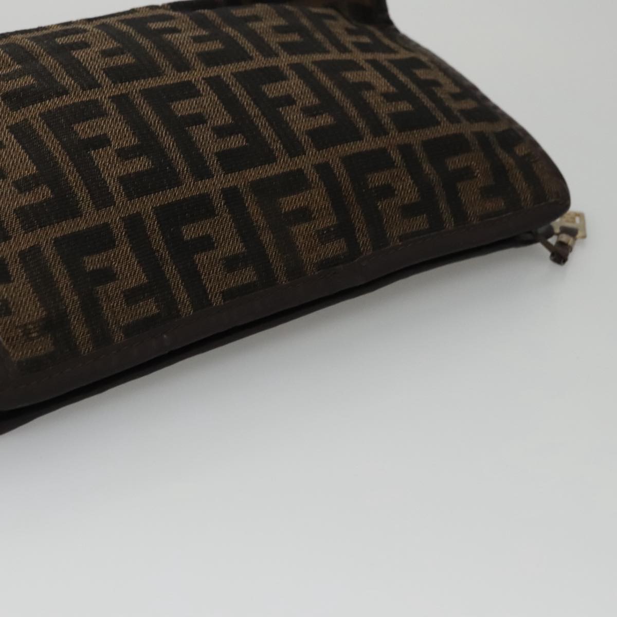 FENDI Zucca Canvas Clutch Bag Brown Black 103381