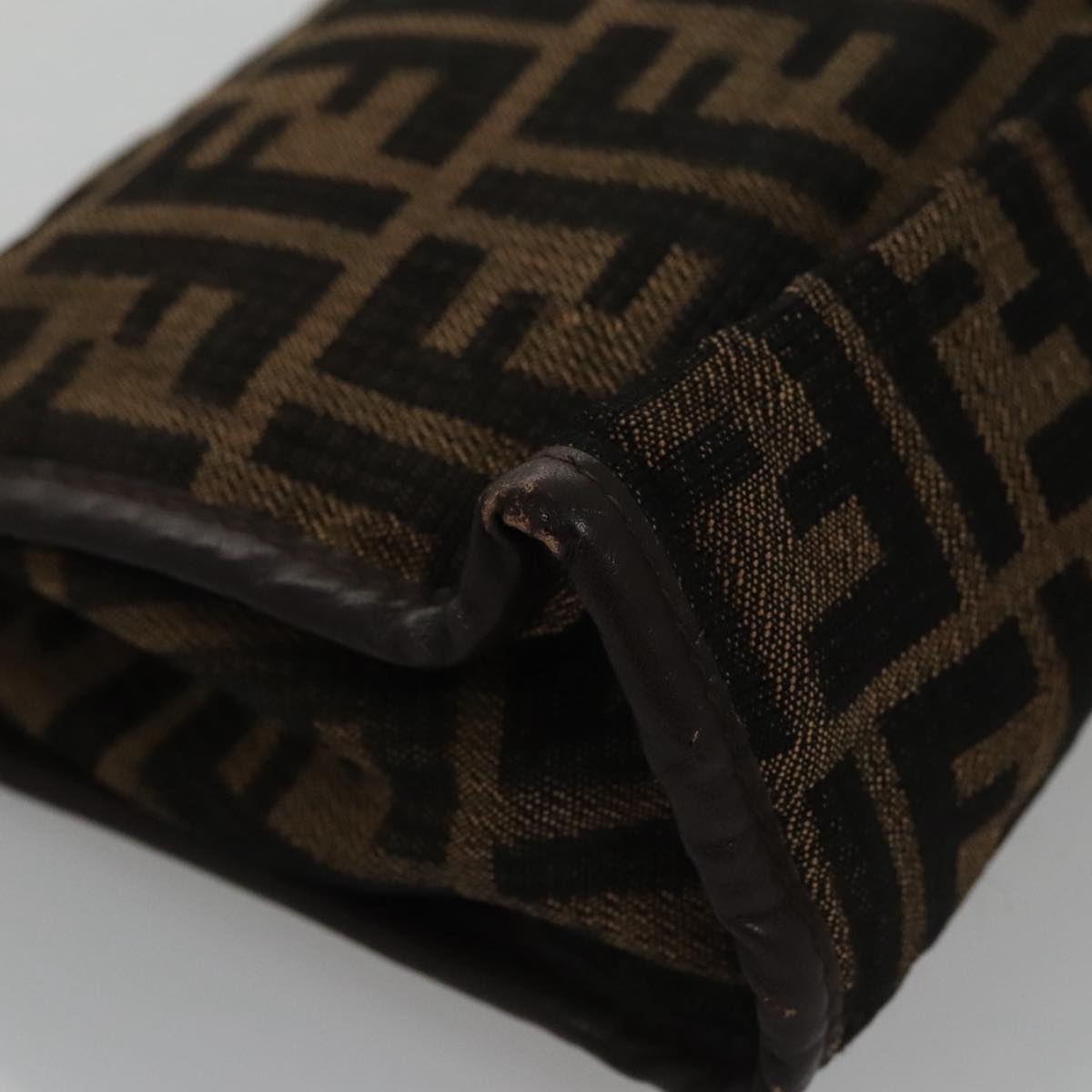 FENDI Zucca Canvas Clutch Bag Brown Black 103381
