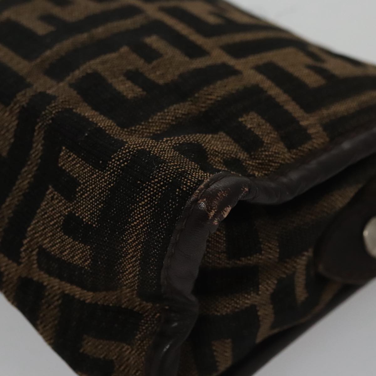 FENDI Zucca Canvas Clutch Bag Brown Black 103381