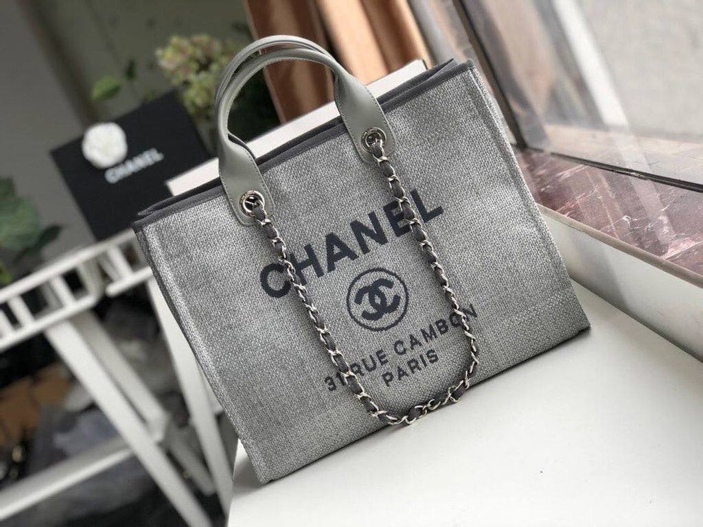 CHLSmall Shopping Bag Silver Hardware Grey For Women, Women’s Handbags, Shoulder Bags 15.2in/39cm AS3257