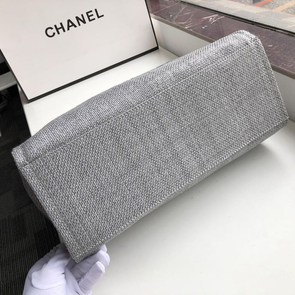 CHLSmall Shopping Bag Silver Hardware Grey For Women Handbags, Shoulder Bags 15.2in/39cm AS3257