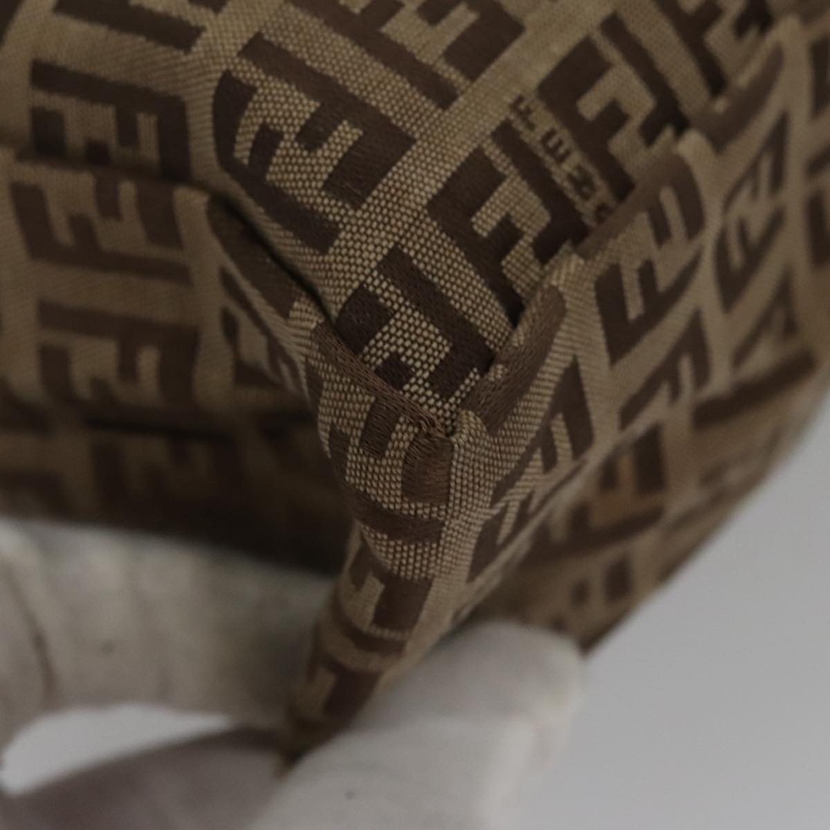 FENDI Zucchino Canvas Hand Bag Beige 103401