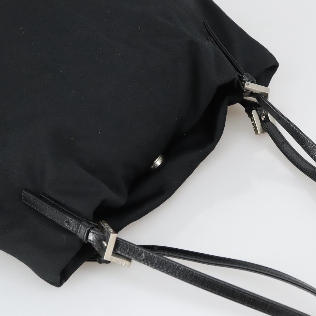 FENDI Shoulder Bag Nylon Black Silver 103439