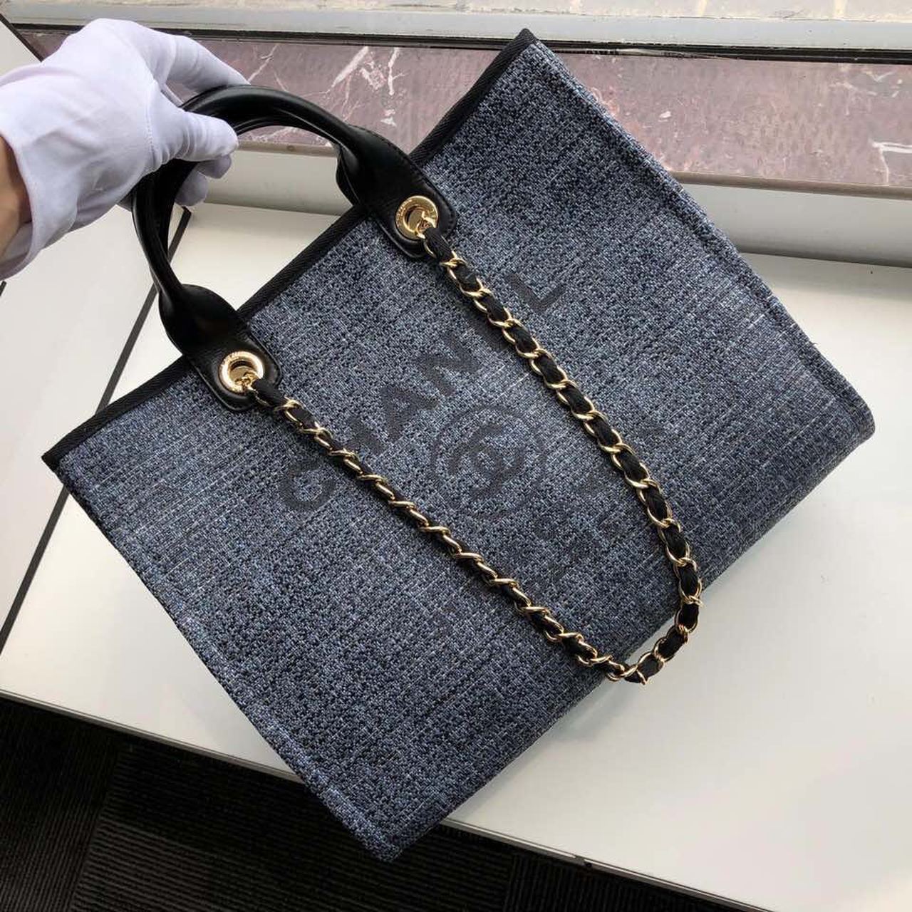 CHL Deauville Tote 38cm Blue/Black For Women A66941