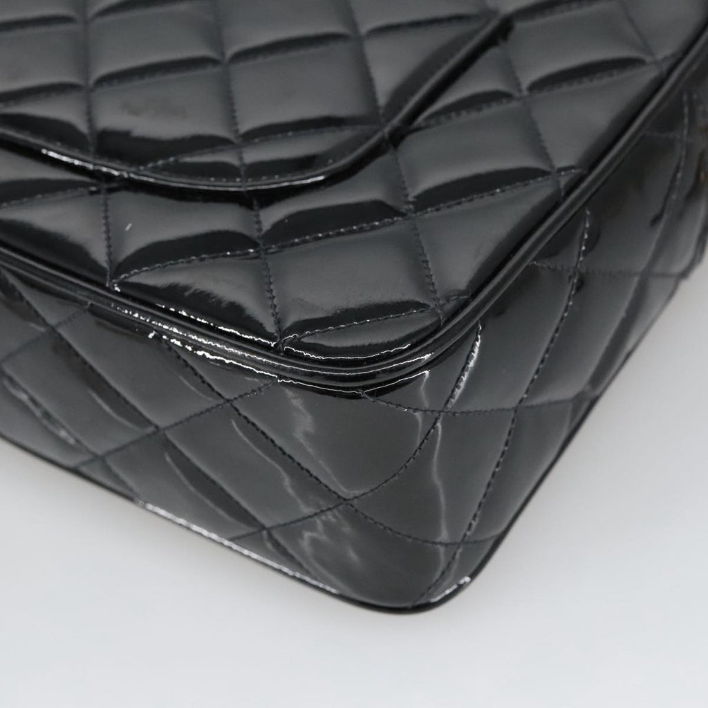 CHANEL Matelasse Chain Shoulder Bag Patent leather Black Gold CC 103451A