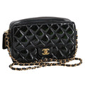 CHANEL Matelasse Chain Shoulder Bag Patent leather Black Gold CC 103451A