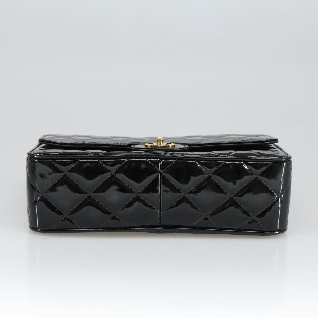 CHANEL Matelasse Chain Shoulder Bag Patent leather Black Gold CC 103451A