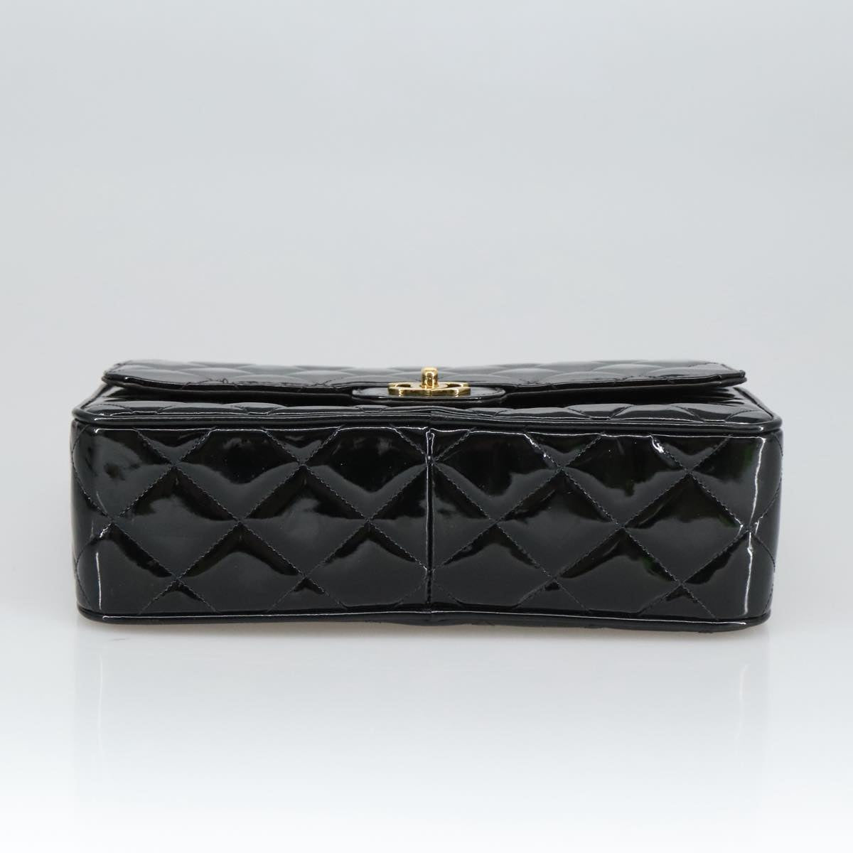 CHANEL Matelasse Chain Shoulder Bag Patent leather Black Gold CC 103451A
