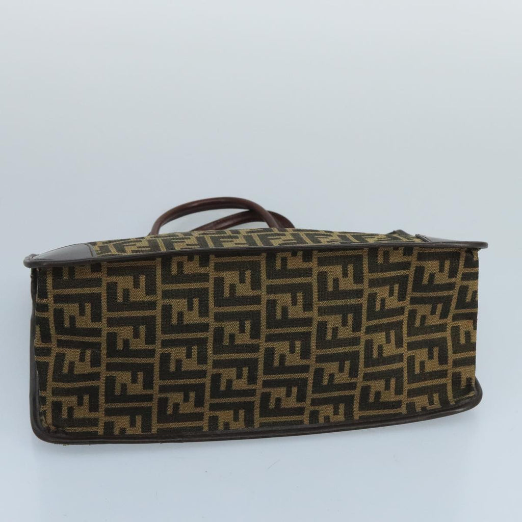 FENDI Zucca Canvas Hand Bag Brown Black gold 103452