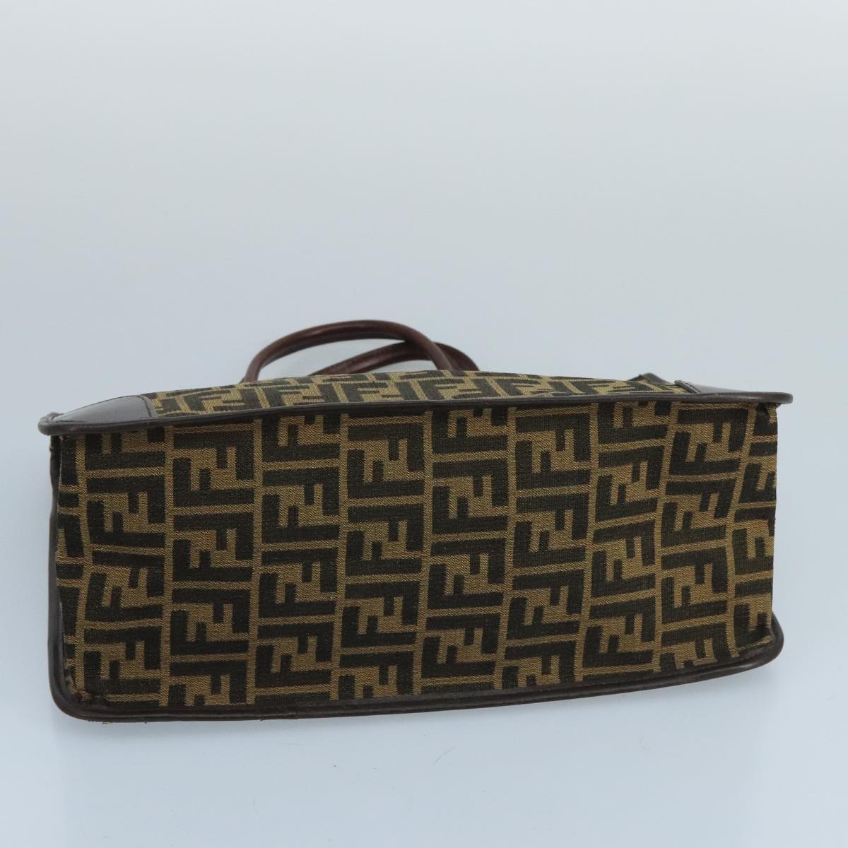 FENDI Zucca Canvas Hand Bag Brown Black gold 103452