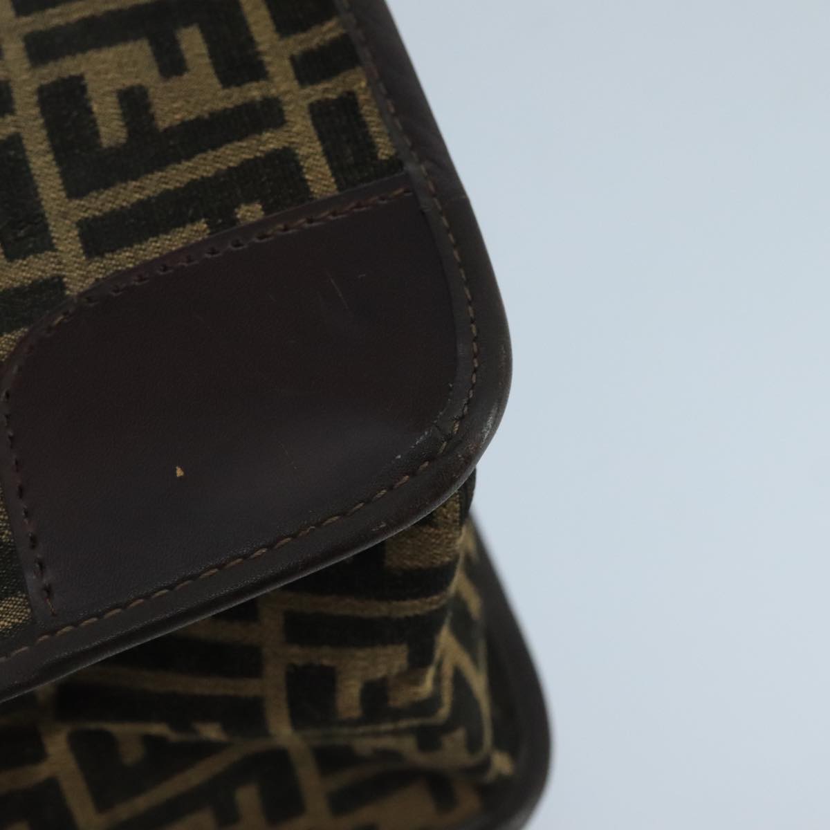 FENDI Zucca Canvas Hand Bag Brown Black gold 103452
