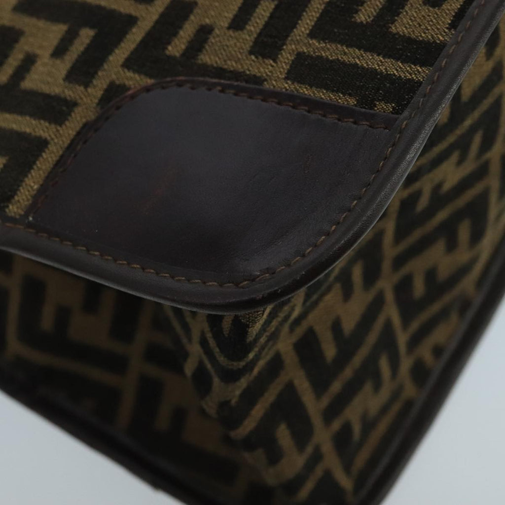 FENDI Zucca Canvas Hand Bag Brown Black gold 103452