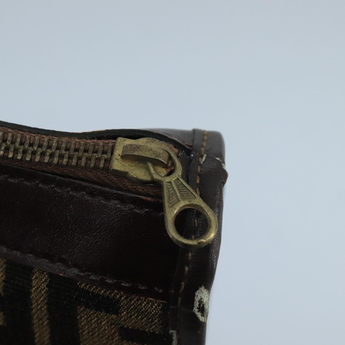 FENDI Zucca Canvas Hand Bag Brown Black gold 103452