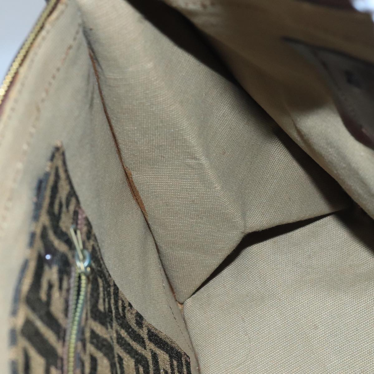 FENDI Zucca Canvas Hand Bag Brown Black gold 103452