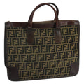 FENDI Zucca Canvas Hand Bag Brown Black gold 103452