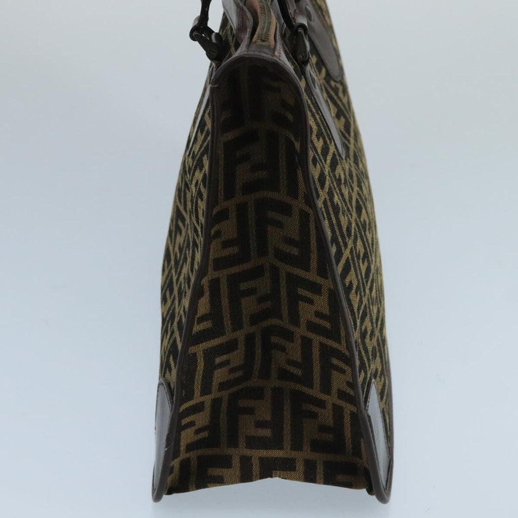 FENDI Zucca Canvas Hand Bag Brown Black gold 103452