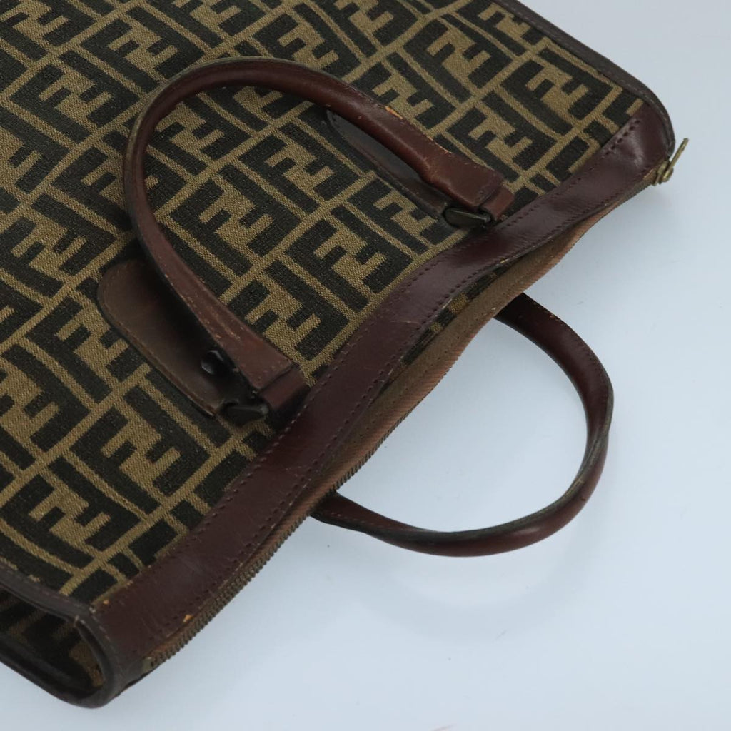 FENDI Zucca Canvas Hand Bag Brown Black gold 103452