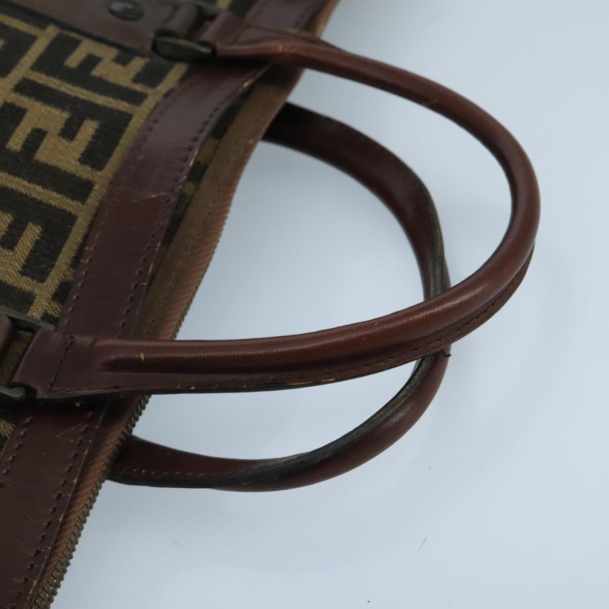 FENDI Zucca Canvas Hand Bag Brown Black gold 103452