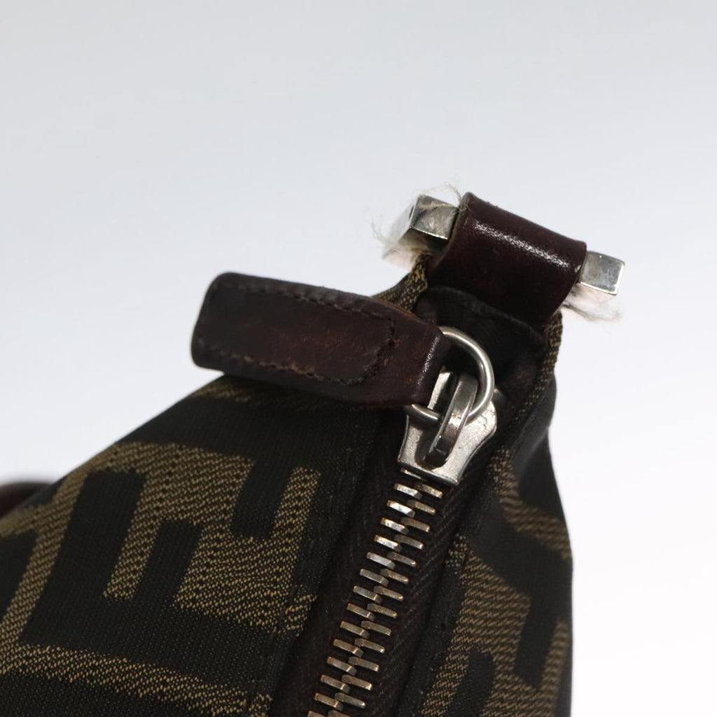 FENDI Zucca Canvas Shoulder Bag Brown Black 103542