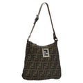 FENDI Zucca Canvas Shoulder Bag Brown Black 103542