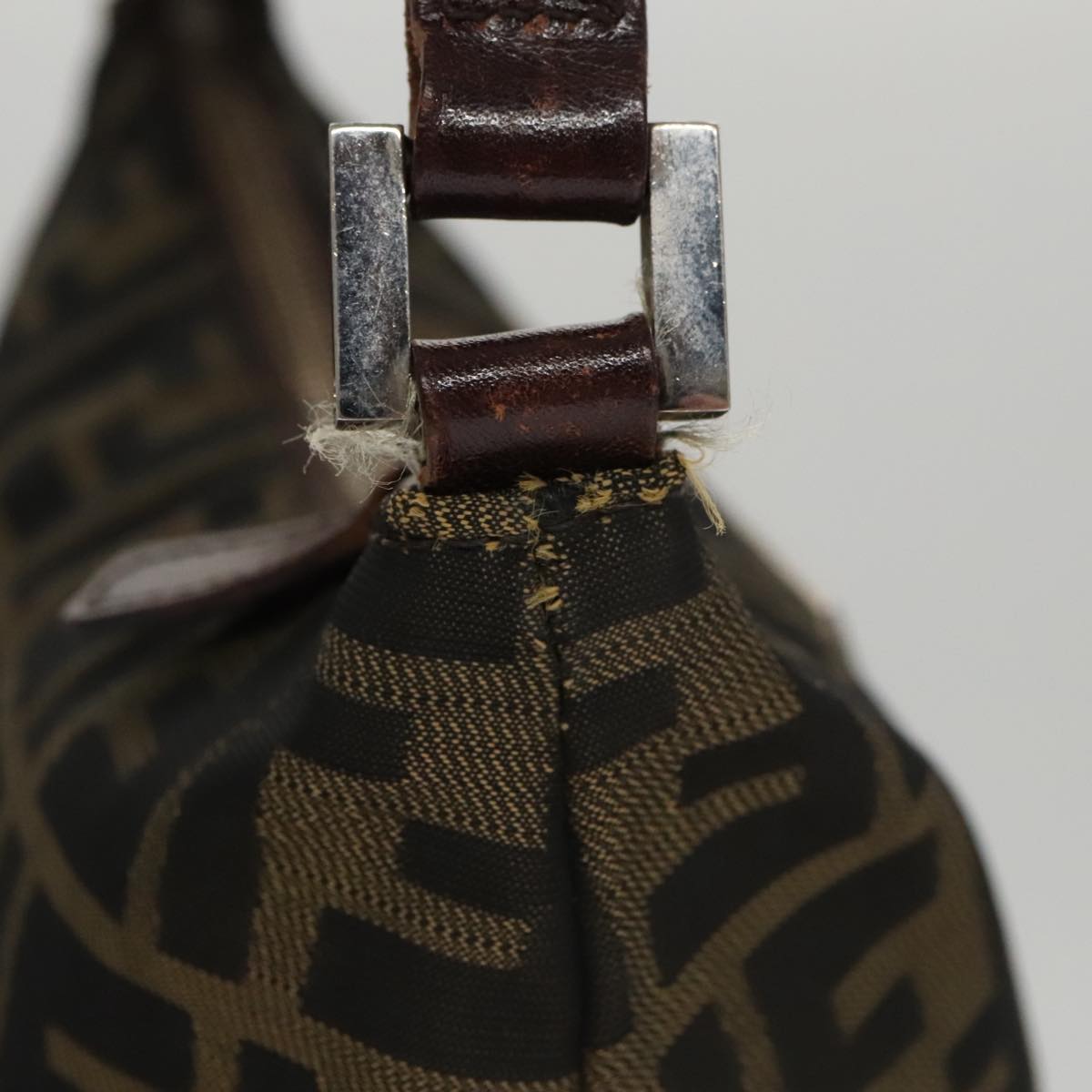 FENDI Zucca Canvas Shoulder Bag Brown Black 103542