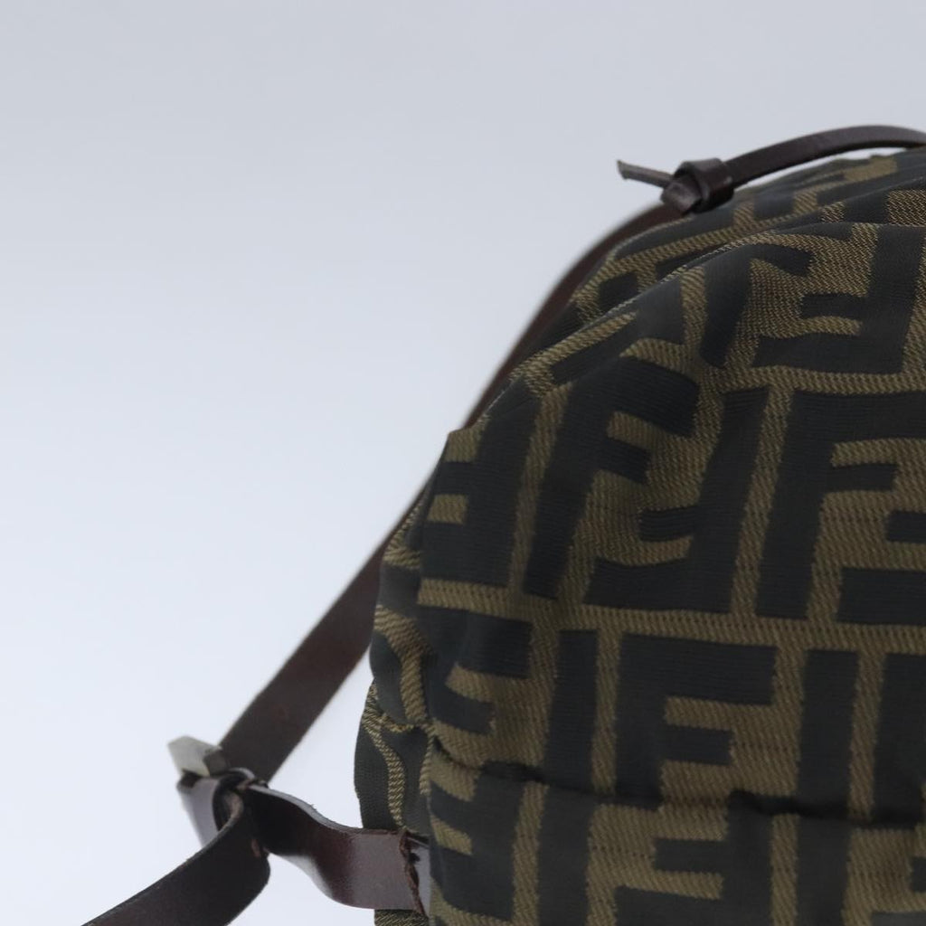 FENDI Zucca Canvas Backpack Brown Black Silver 103545