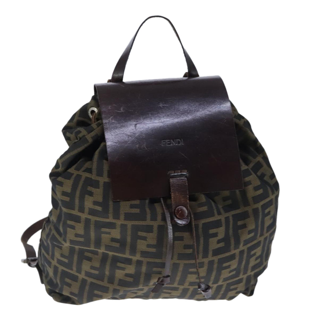 FENDI Zucca Canvas Backpack Brown Black Silver 103545