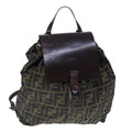 FENDI Zucca Canvas Backpack Brown Black Silver 103545