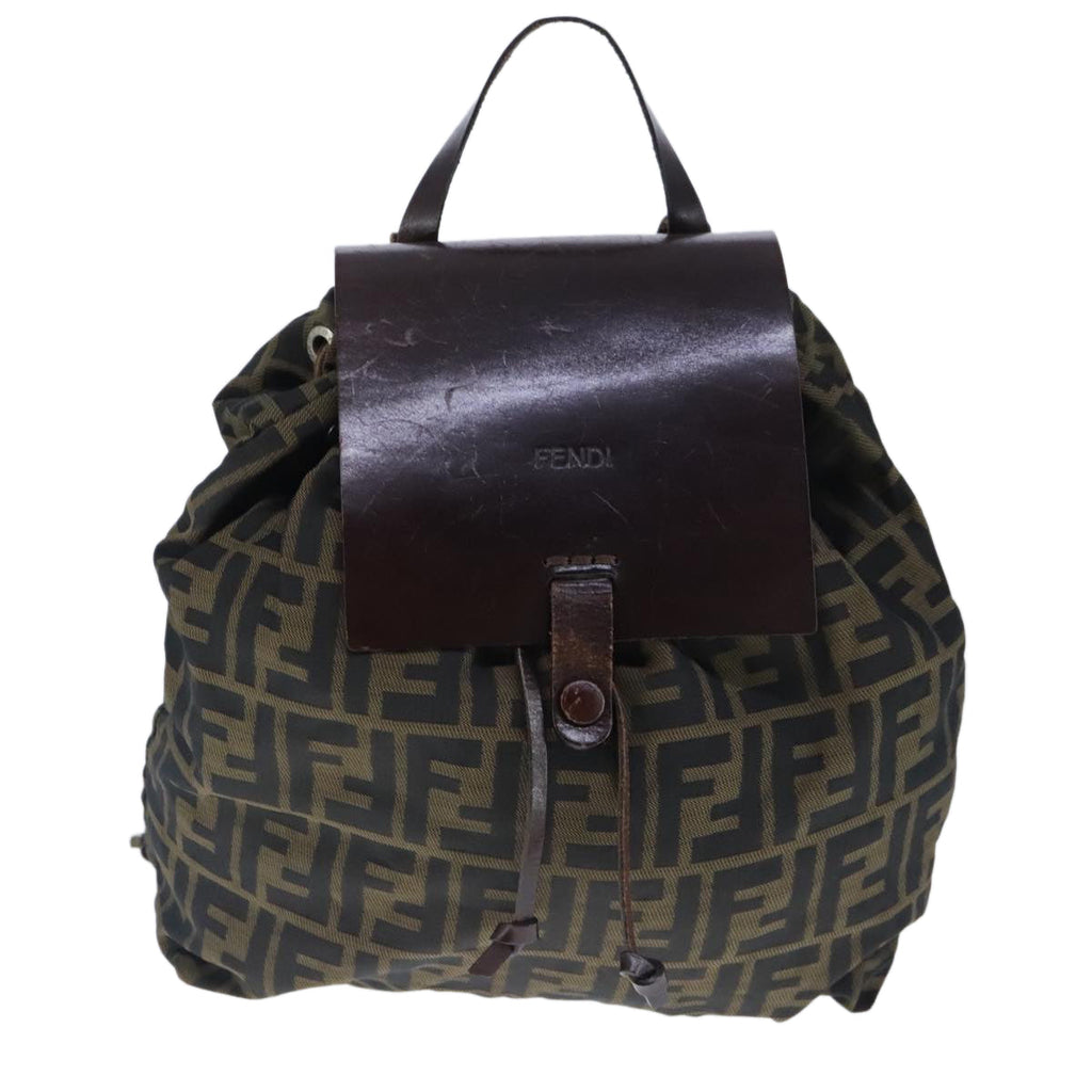 FENDI Zucca Canvas Backpack Brown Black Silver 103545