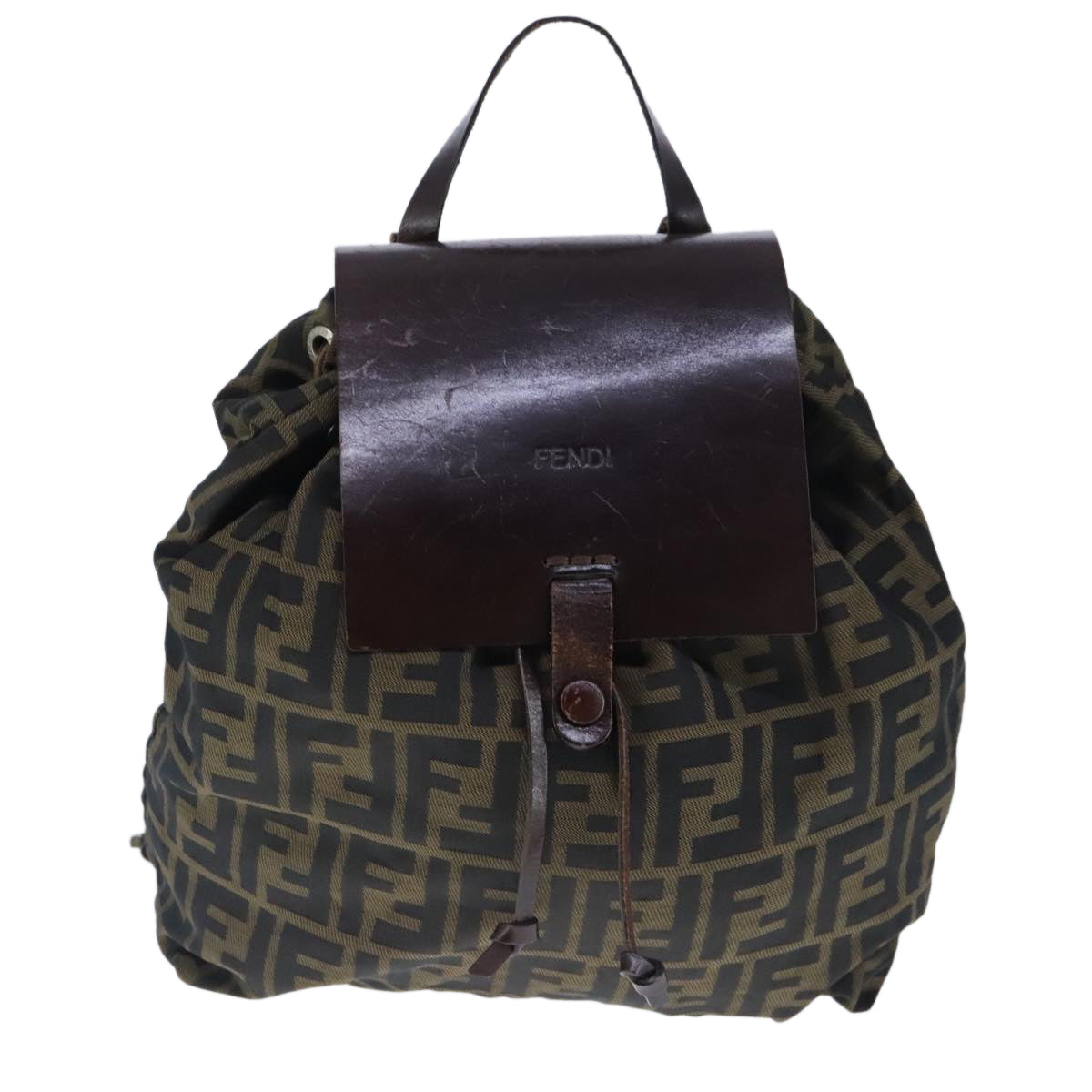FENDI Zucca Canvas Backpack Brown Black Silver 103545
