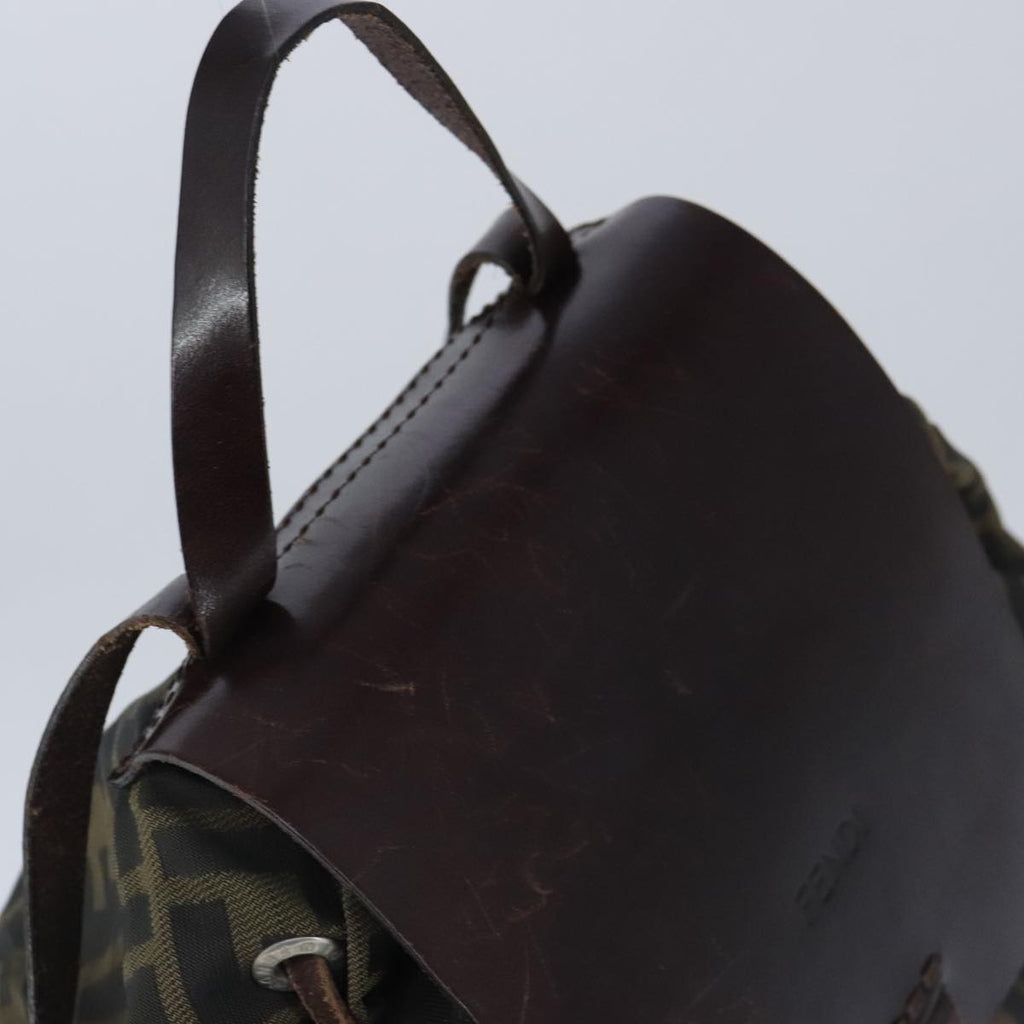 FENDI Zucca Canvas Backpack Brown Black Silver 103545