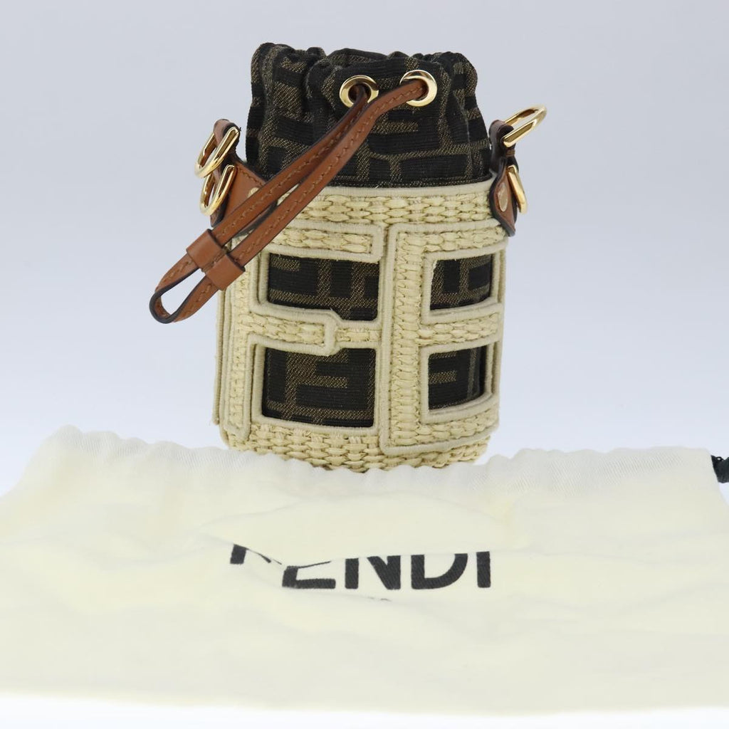 FENDI Zucca Canvas Pouch Brown Black beige 103806