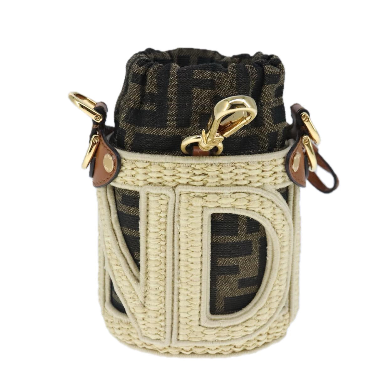 FENDI Zucca Canvas Pouch Brown Black beige 103806