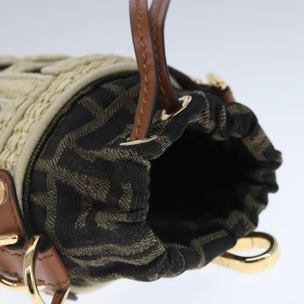 FENDI Zucca Canvas Pouch Brown Black beige 103806