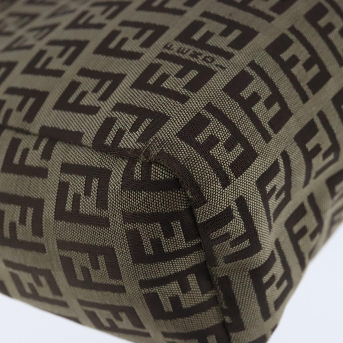 FENDI Zucchino Canvas Hand Bag Brown 103841