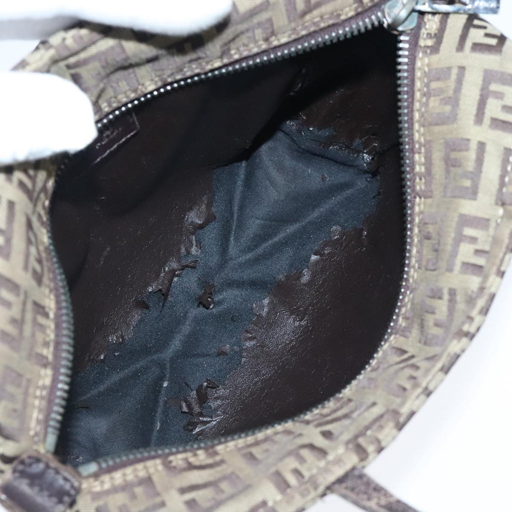 FENDI Zucchino Canvas Hand Bag Brown 103841