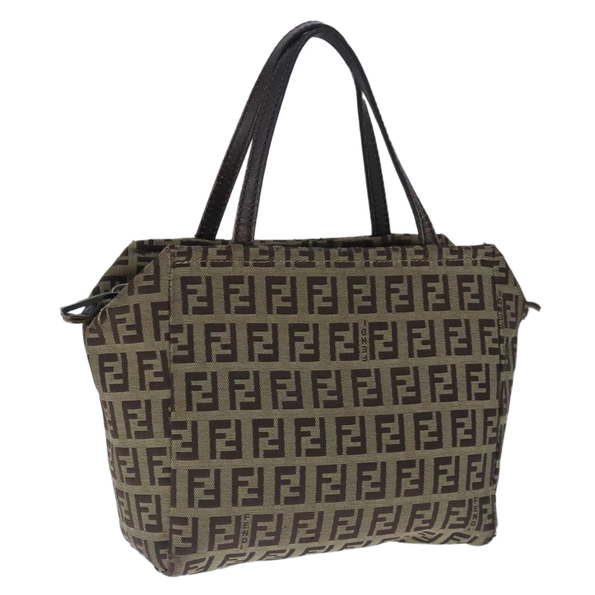 FENDI Zucchino Canvas Hand Bag Brown 103841