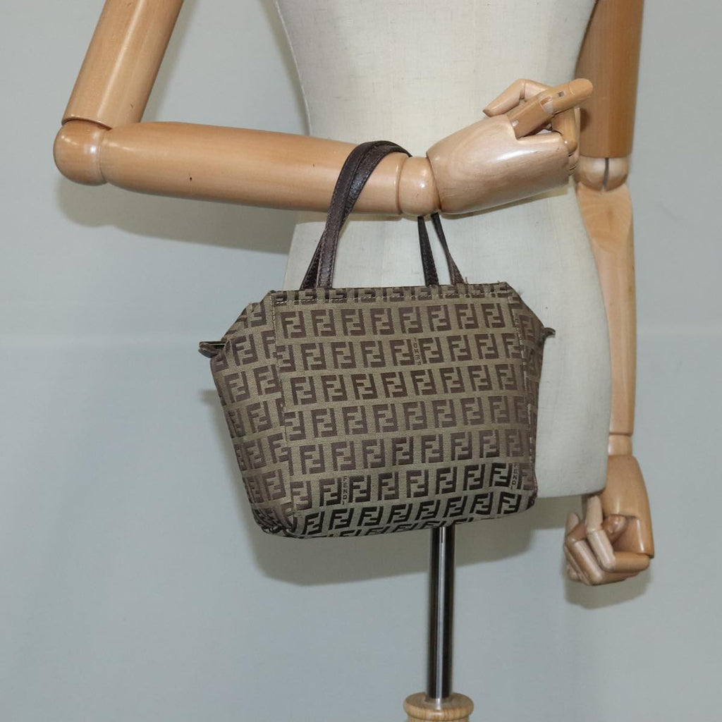 FENDI Zucchino Canvas Hand Bag Brown 103841