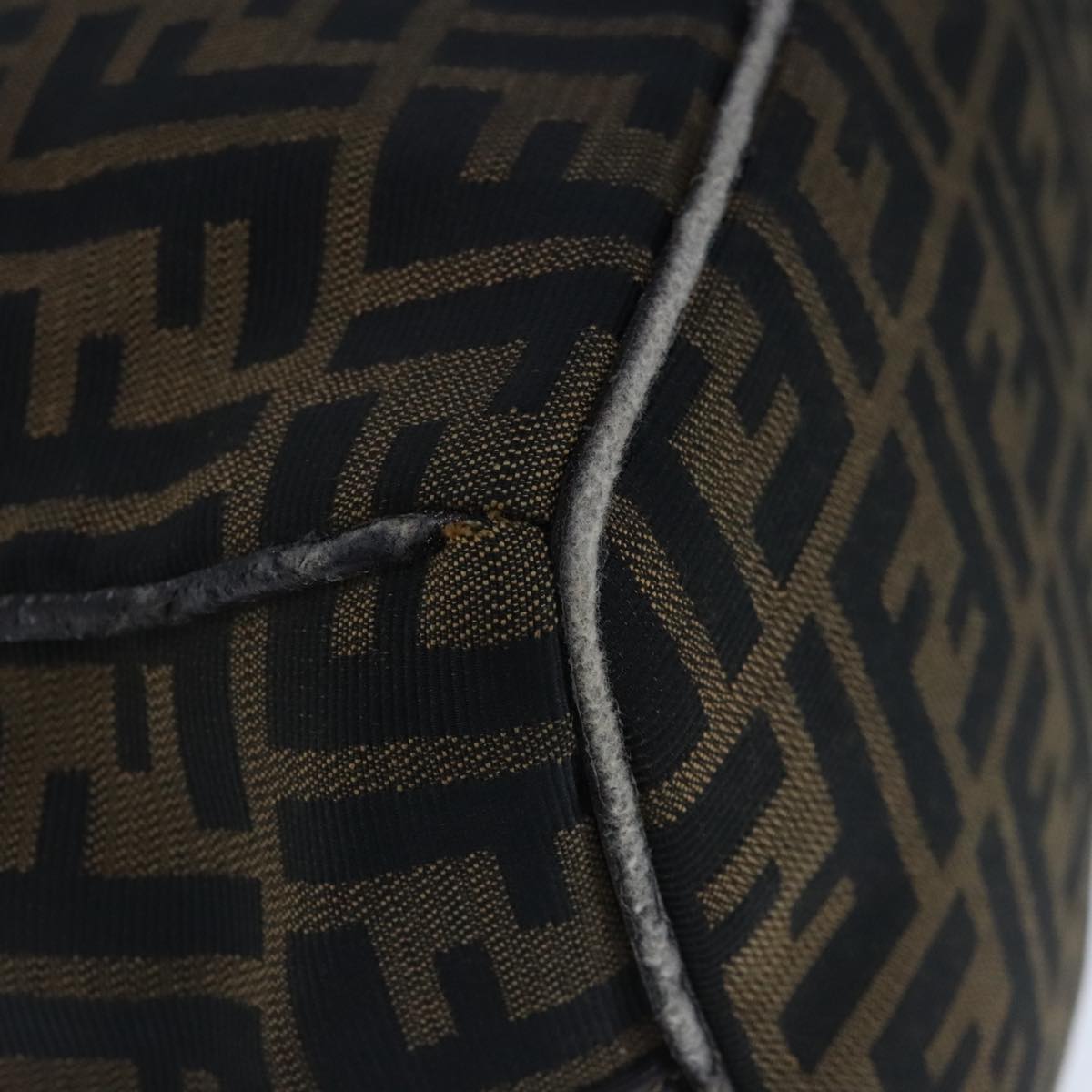 FENDI Zucca Canvas Vanity Hand Bag Brown Black Gold 103857